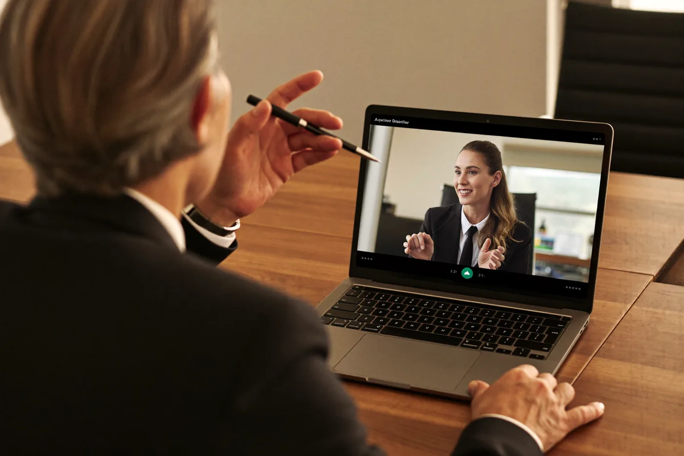 A coach at a computer during a video call with a client company's
                      Referral Director, discussing the week's numbers
