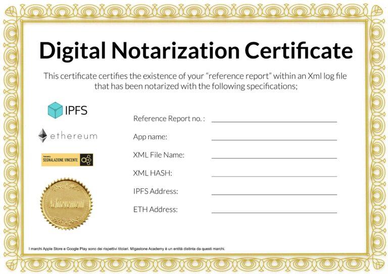 Certificato Notarizzazione Segnalazioni