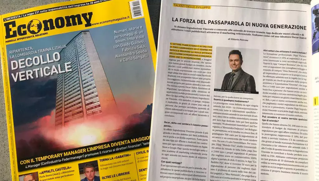 Migastone sull'inserto Economy del Sole24 Ore Settembre 2021